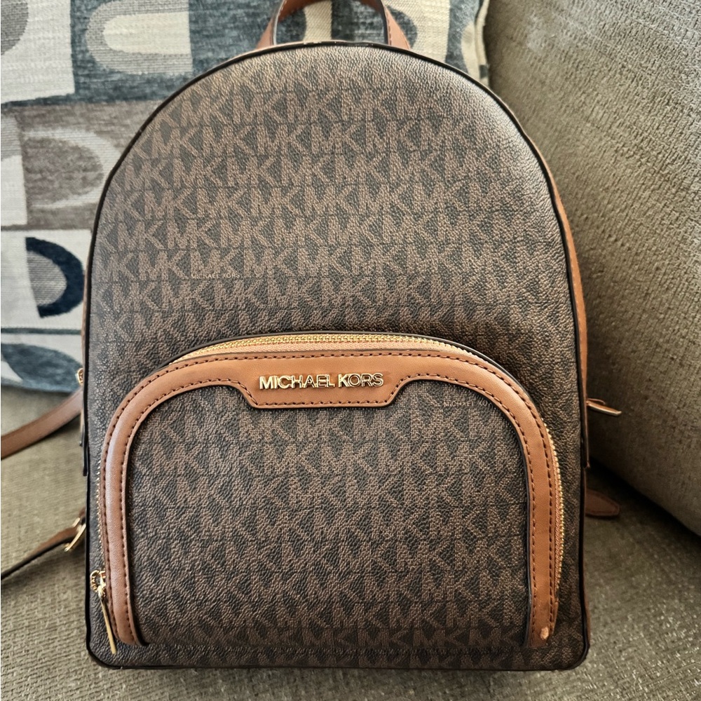 Michael Kors Signature Brown and Tan Backpack
